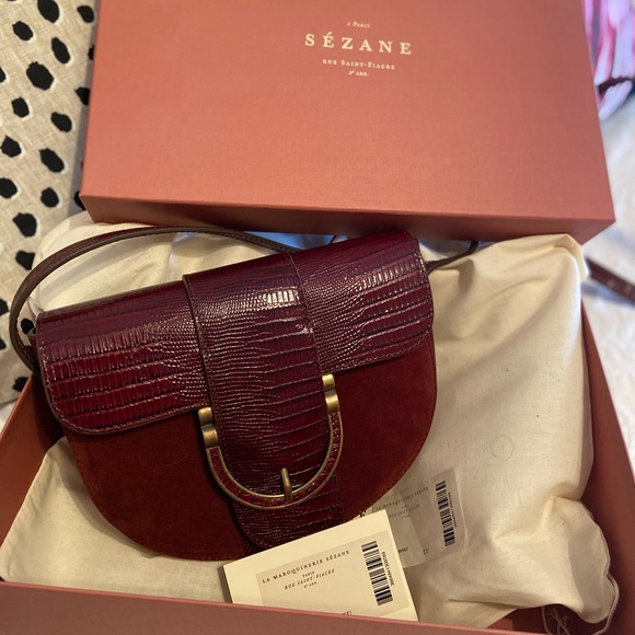NEW in Box Sézane T Bag Bordeaux Leather handbag - Picture 6 of 6